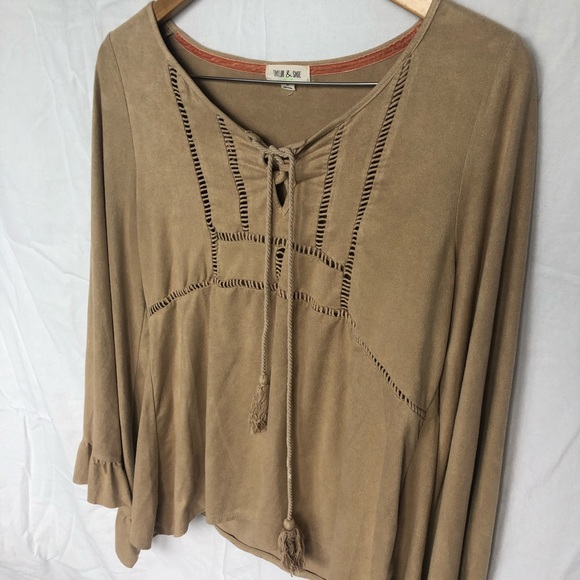 Beige blouse Taylor and sage long sleeve hippie - Picture 2 of 5